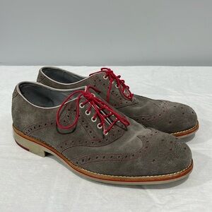 Johnston & Murphy Suede Wingtip Oxford Dress Shoes 20-0799 Men's Size 9M Grey